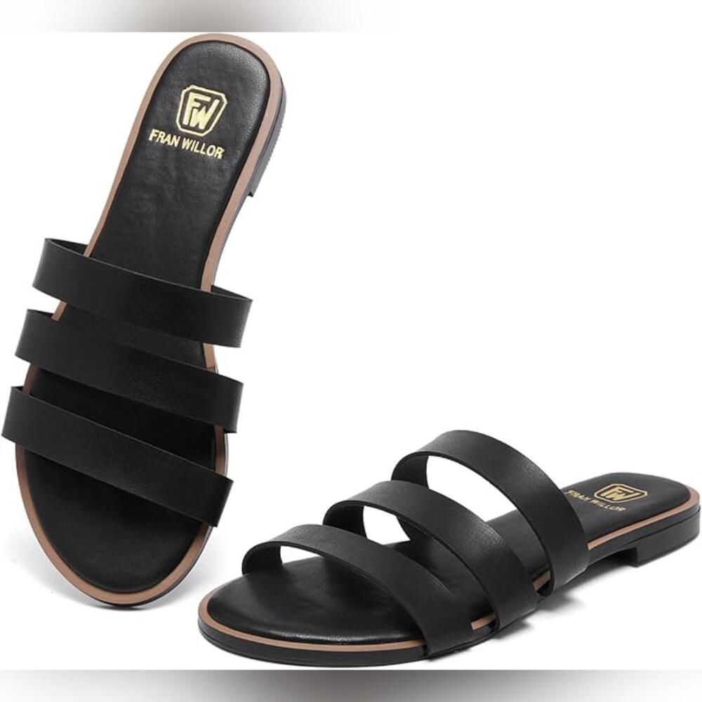 NIB FW Fran Willor Women's Open Toe Flat Dressy or Casual Flat Sandals, Size 10